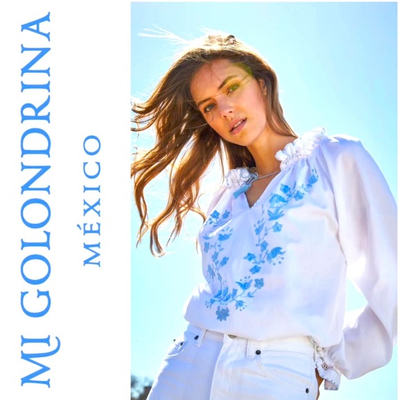 Mi Golondrina Selma Celeste blouse - Picture 1 of 6